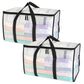 2Pcs 69x35x38CM Oversized Moving Bag with Reinforced Handles Transparent Heavy-Duty Storage Tote