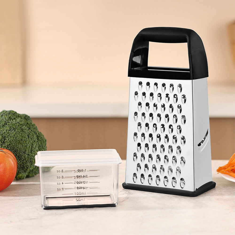 Box Grater with Container Stainless Steel Coarse Fine Slicer Non Slip Base