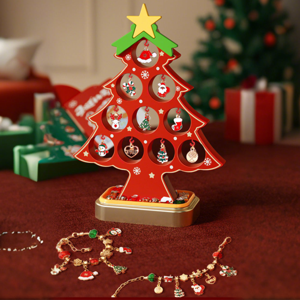 Christmas Advent Calendar Bracelet DIY Jewelry Blind Box Christmas Tree Gift Set for Girls