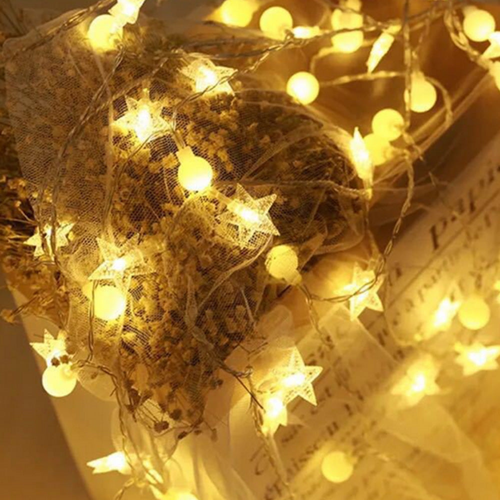2X20 LED Star String Lights 3m Fairy Christmas Lights Battery Operated for Party
