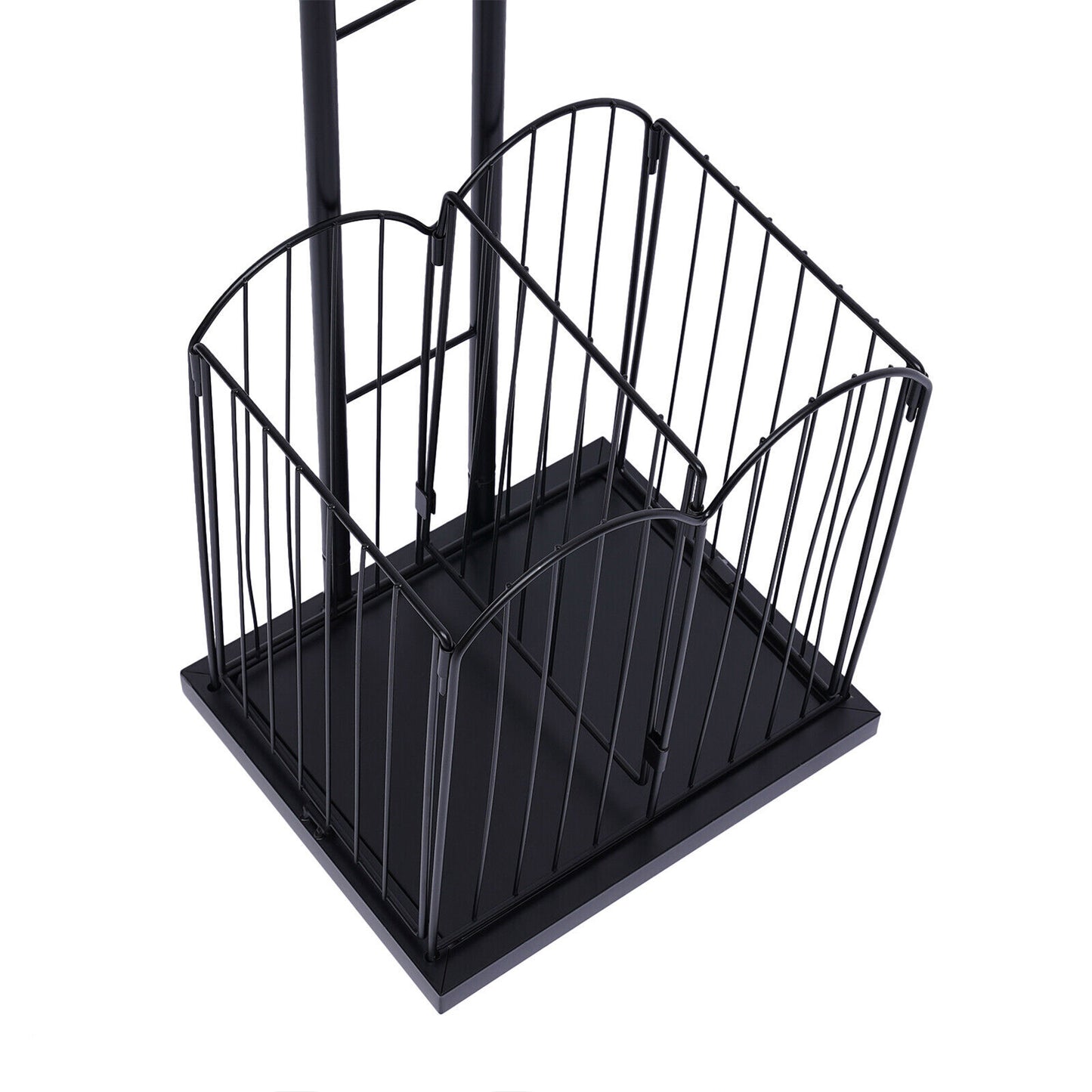 4 Tier Sports Equipment Ball Storage Rack with Basket and Hooks