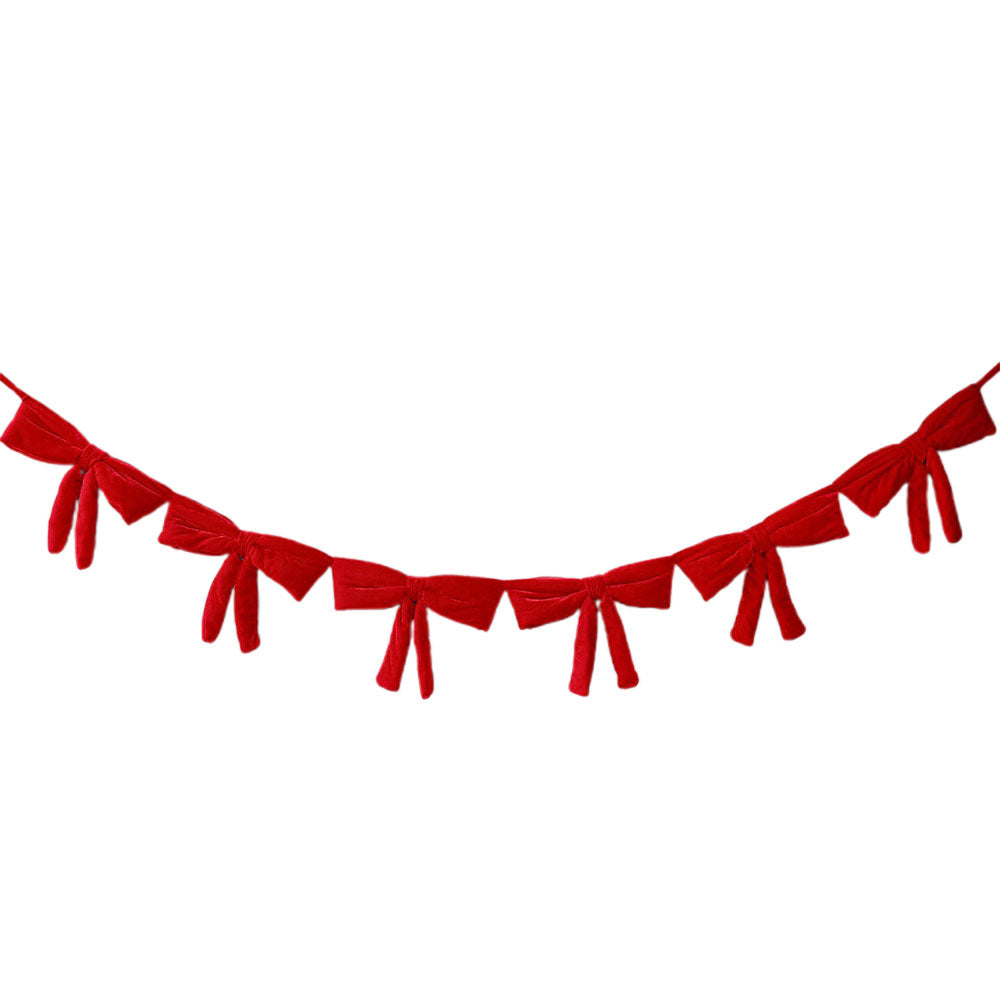 Christmas Decorations 180cm Red Velvet Bow Garland