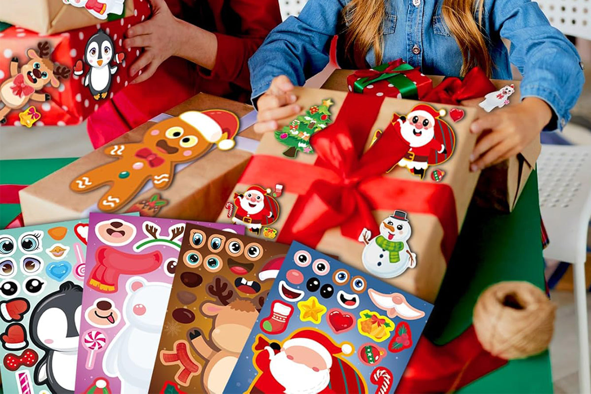 16Pcs Christmas Stickers DIY Stocking Stuffers Crafts Christmas Decorations