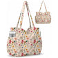 Corduroy Tote Bag with Side Water Bottle Pockets Large Shoulder Bag Casual Handbag