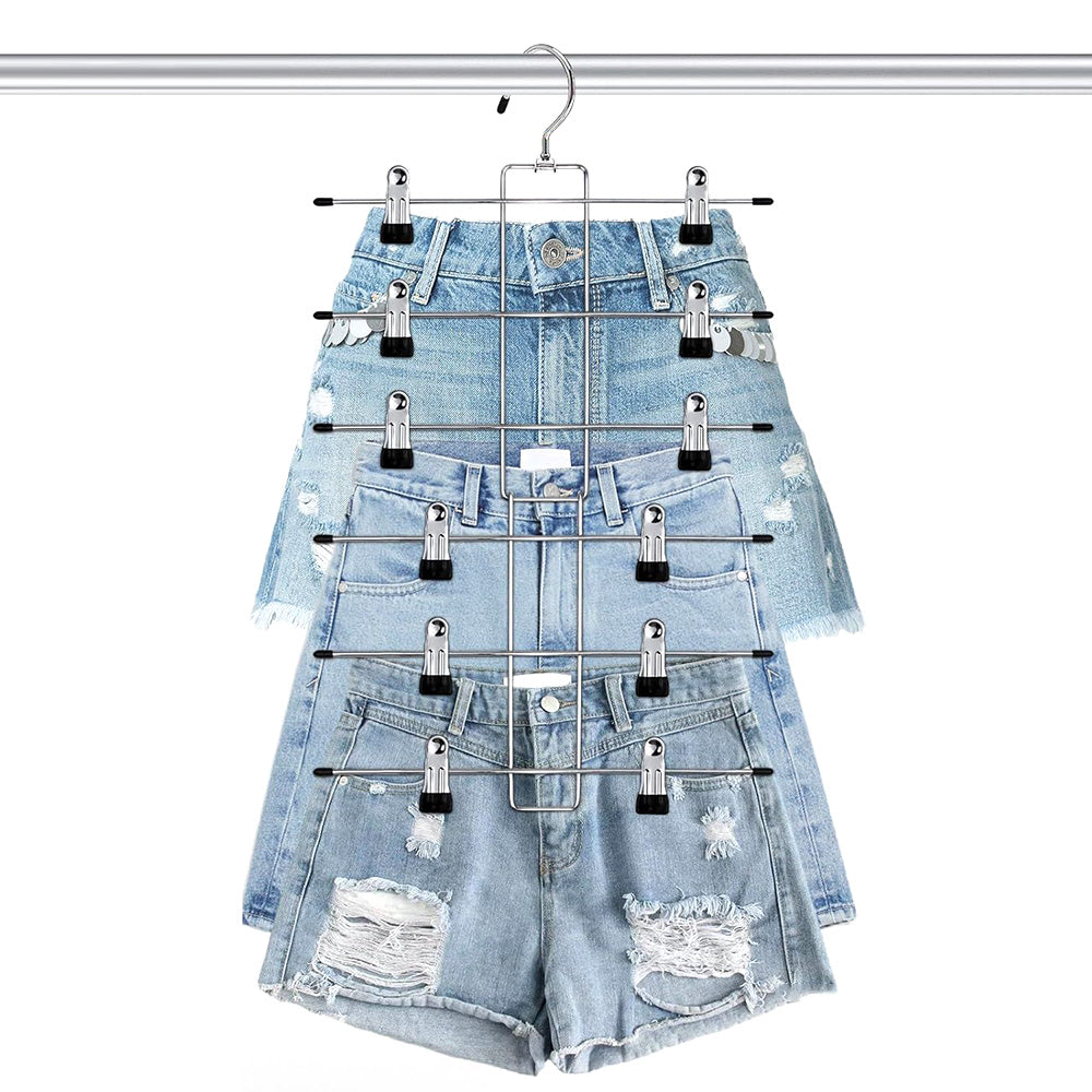 Space Saving Hanging Pants Organizer with 12 Clips and 360 Degrees Swivel Hook