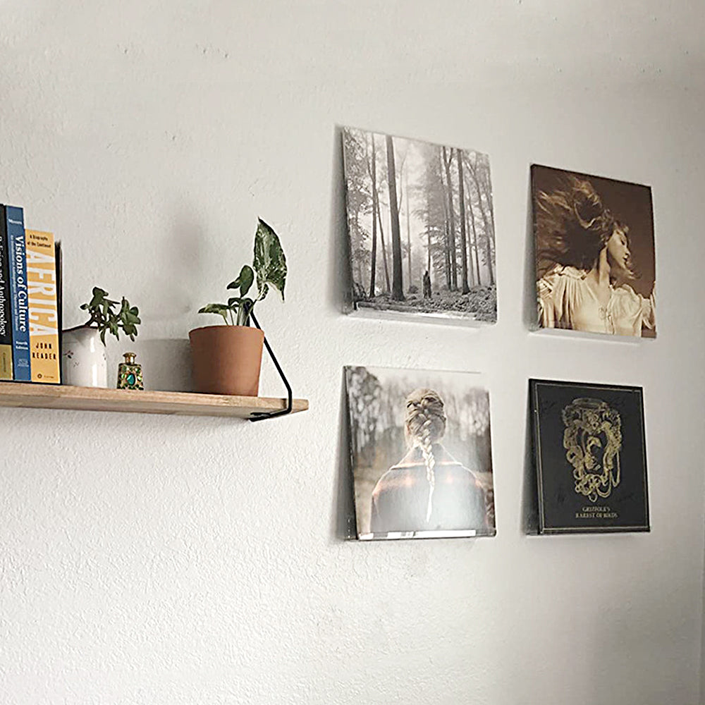 6Pcs 12 Inch Clear Acrylic Wall Mount Vinyl Record Shelves