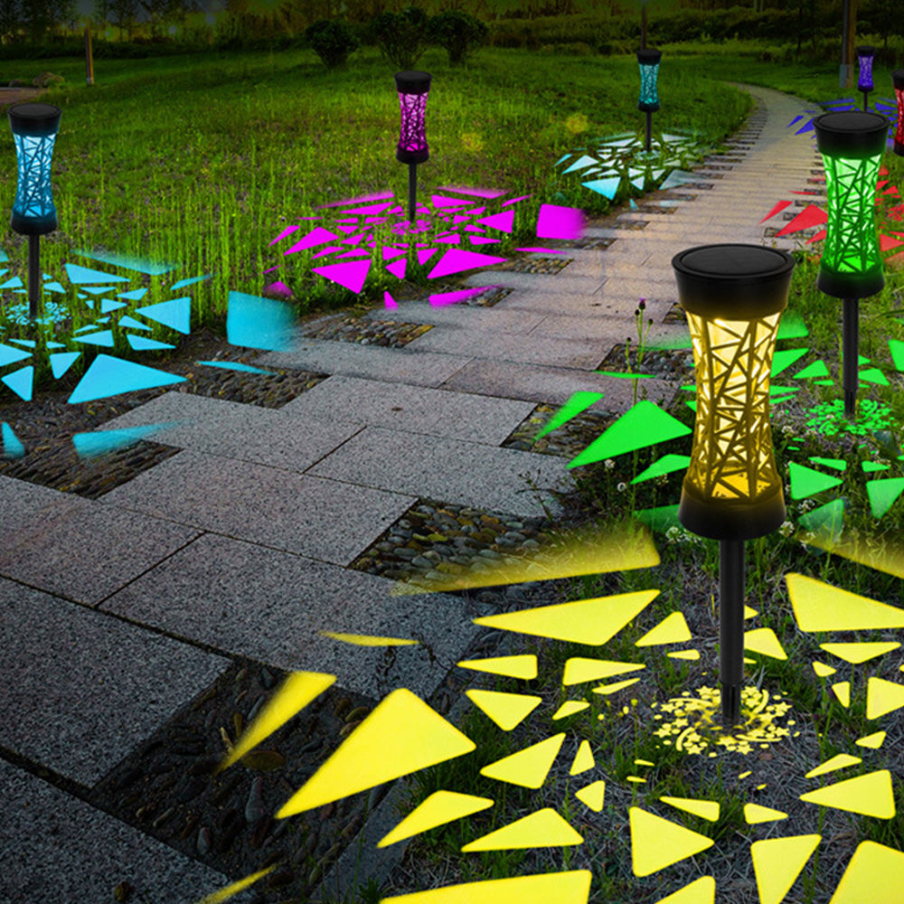 Solar Garden Lights with Warm White and Colorful Modes 4-Pack for Outdoor Lighting