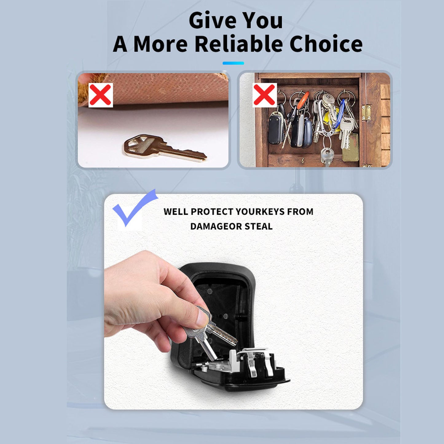Single Password Waterproof Large Capacity Wall Mount Key Lock Box for Home Garage