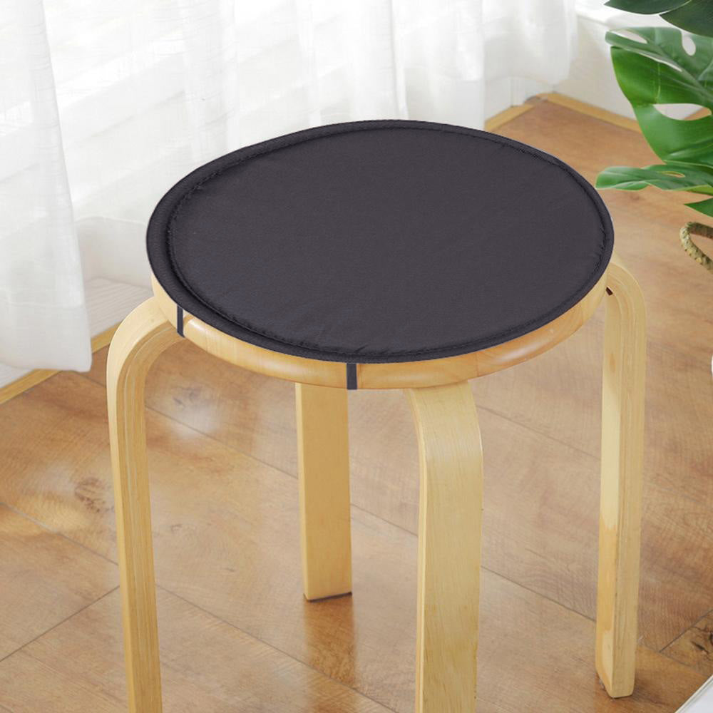 2Pcs Round Sponge Chair Cushions with Ties for Stools-Grey