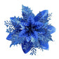 10Pcs Red Gold Poinsettia Artificial Christmas Flowers Xmas Tree Ornaments