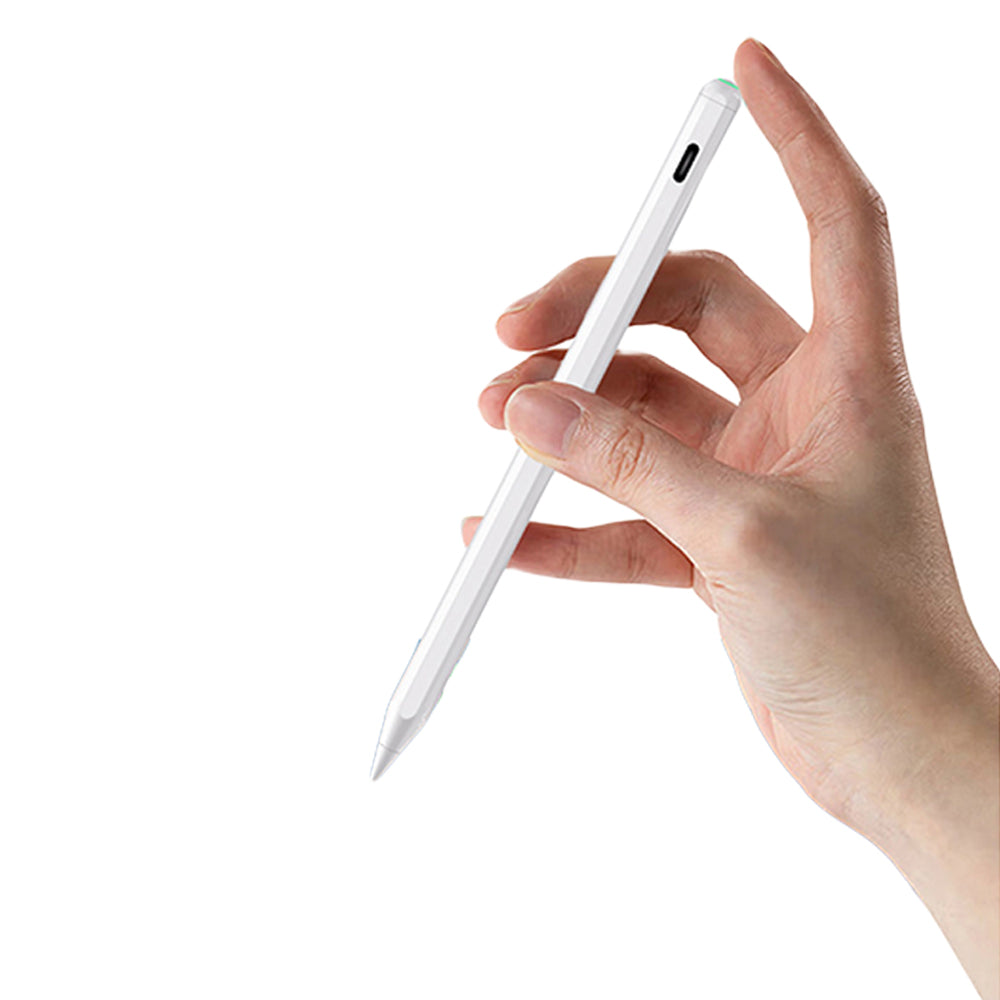 LED Power Display Stylus Pencil for iPad with Palm Rejection and Tilt Sensitivity White
