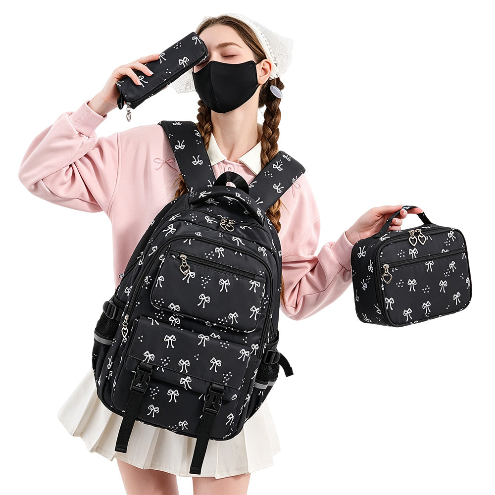 3 Piece Girls School Backpack Set with Lunch Bag Pencil Case