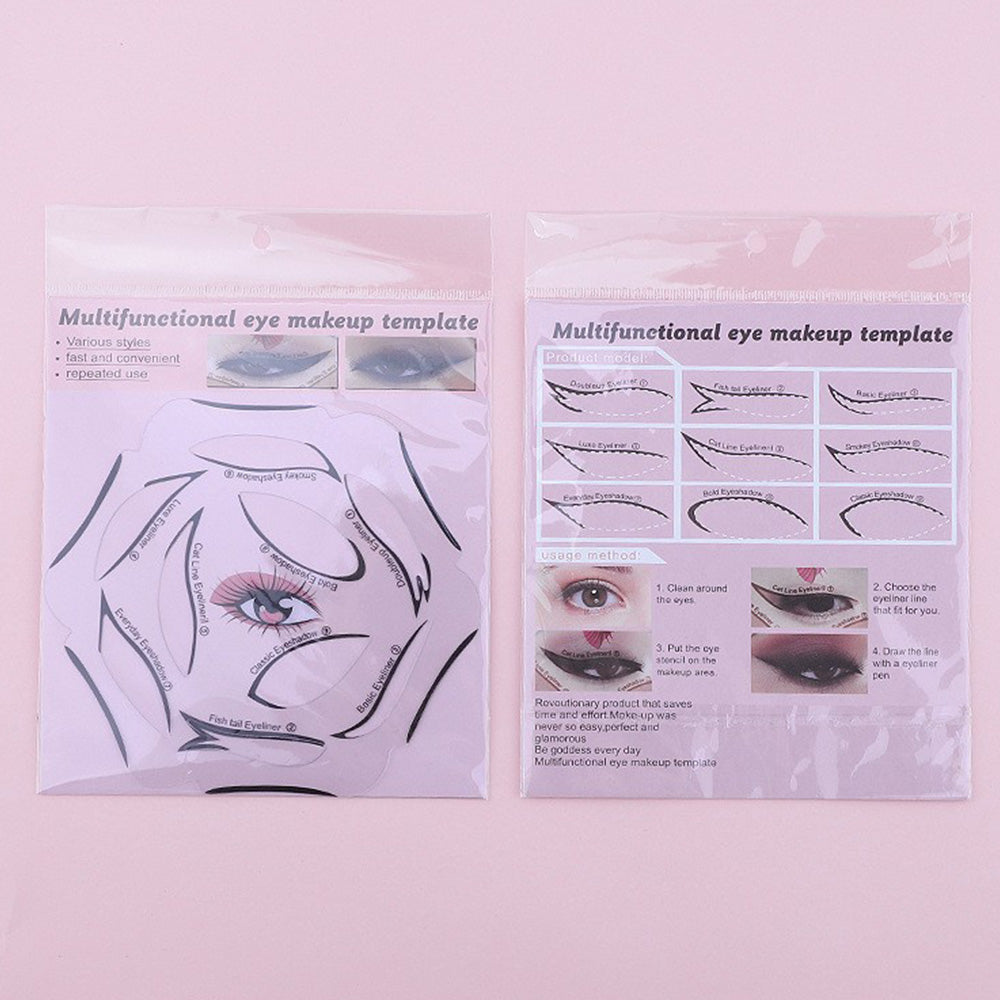 4 Sheets Eyeliner Stencil Kit Transparent Reusable Eye Shadow Stencil for Makeup