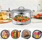 2Pcs Removable Handle Stainless Steel Folding Steamer Tray