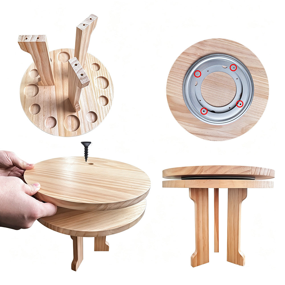 360 Degree Rotating Engineered Wood Floor Fishing Rod Rack Holds 12 Rods