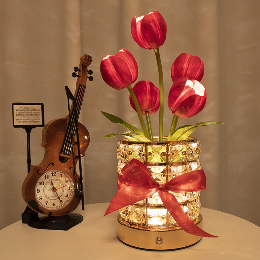 Tulip Flower Lamp Valentine Day Gifts 3 Color Dimming Night Light