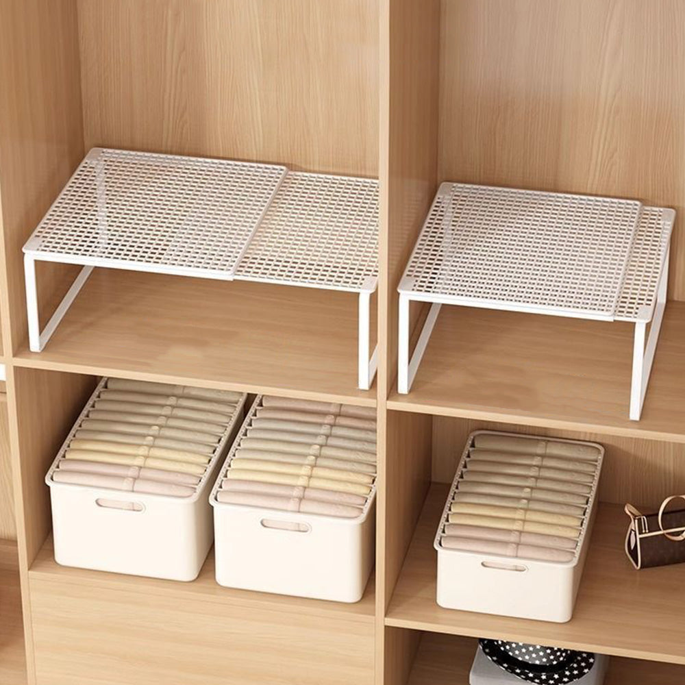 Expandable Carbon Steel Closet Shelf and Adjustable Storage Rack-White