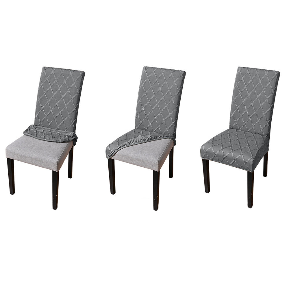 2Pcs Dining Chair Covers Stretch Seat Cover Slipcovers Washable Banquet Wedding Party-Grey