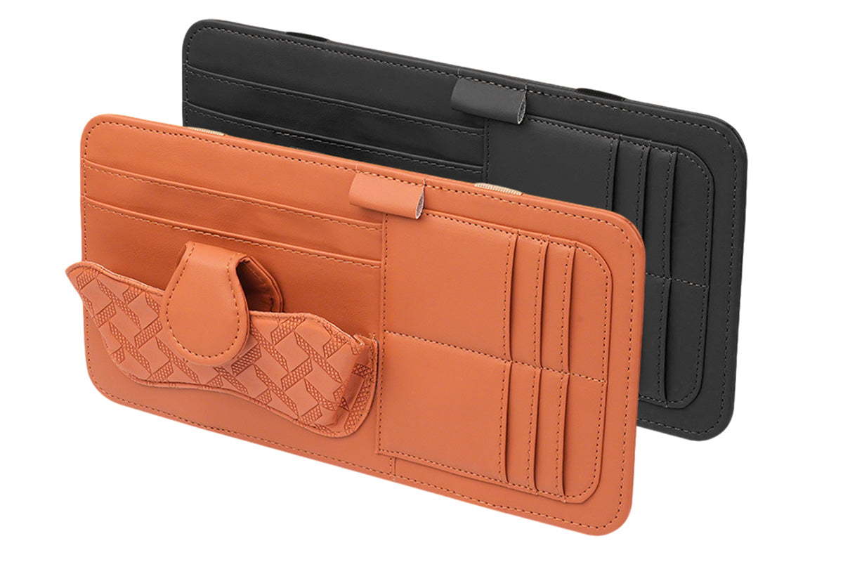 Car Sun Visor Organizer with Card Slots Sunglasses Holder Auto Interior Accessories Storage Holder with Tickets Slots