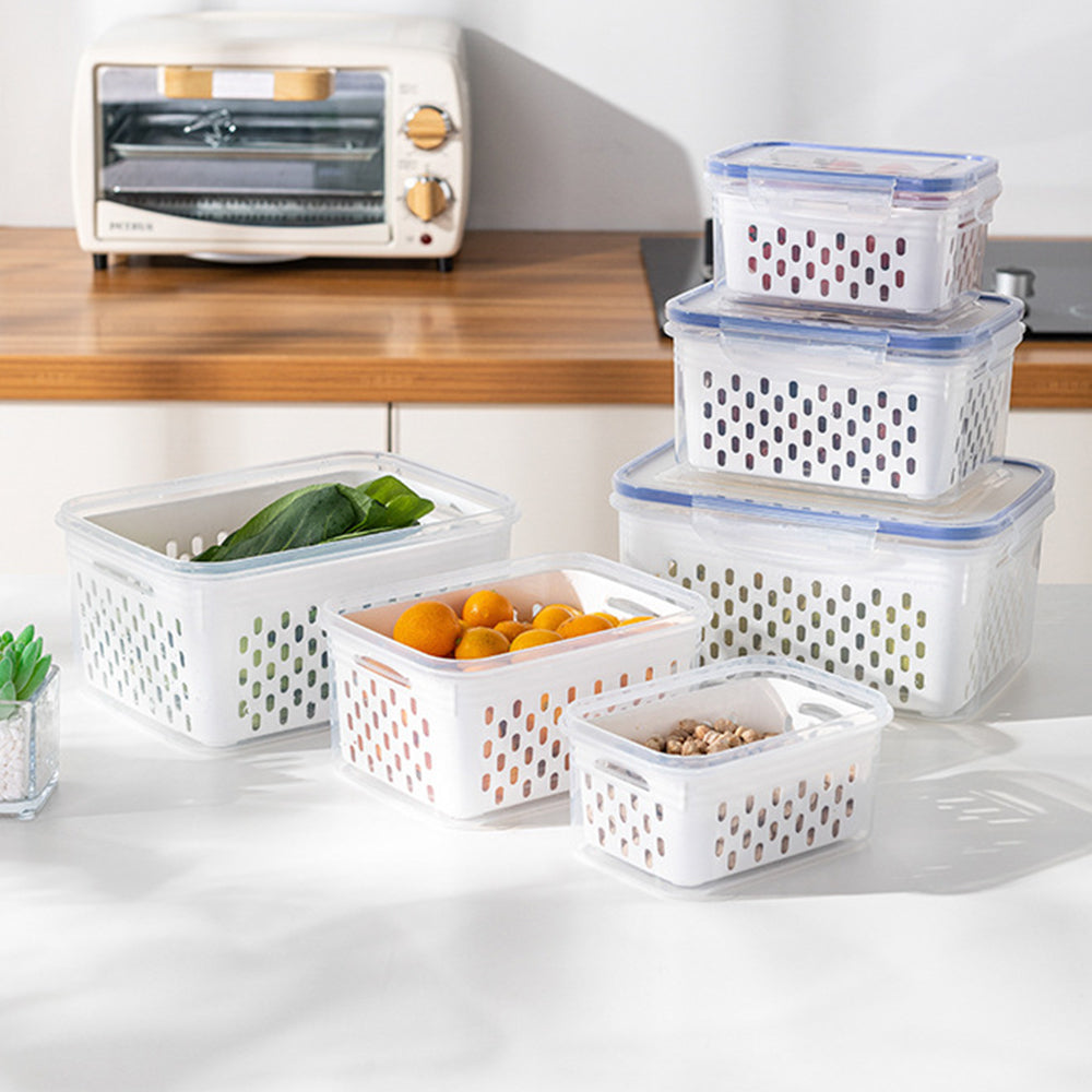 3Pack Fridge Food Storage Container Sets with Lids and Strainer