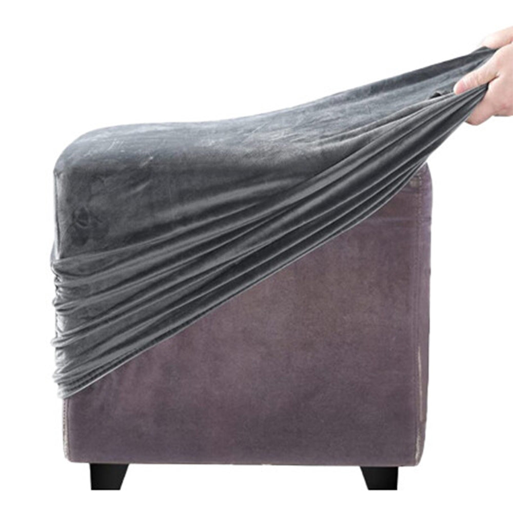 High Stretch Square Footstool Cover Machine Washable-Dark Grey