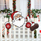 Outdoor Christmas Fence Peeker Decoration Santa Claus Xmas Garden Fence Sign