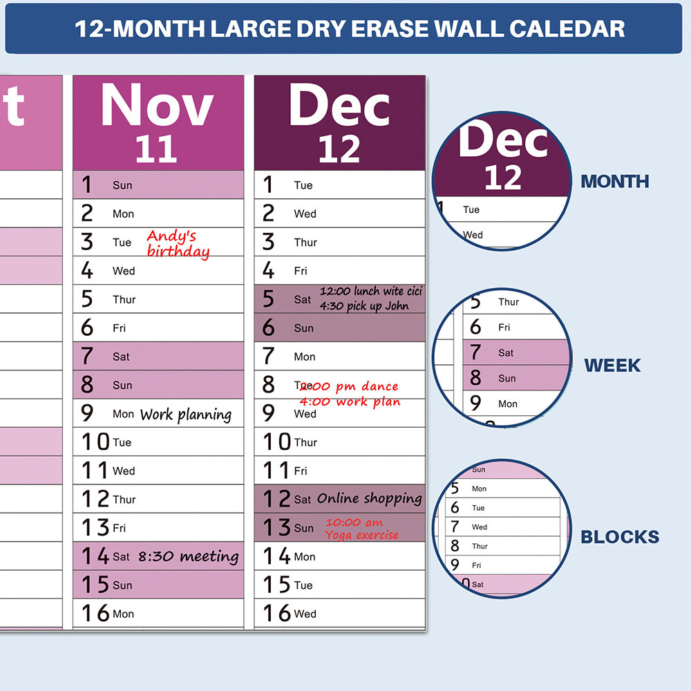 2026 Wall Calendar Large Poster Hanging Calendar School Office Supplies Daily Planner