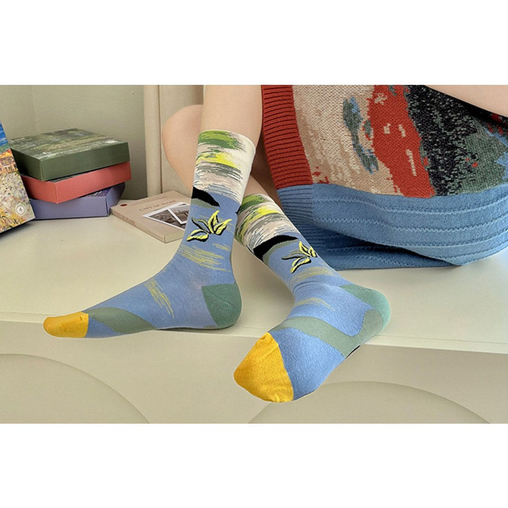 4 Pairs Women Novelty Crew Socks