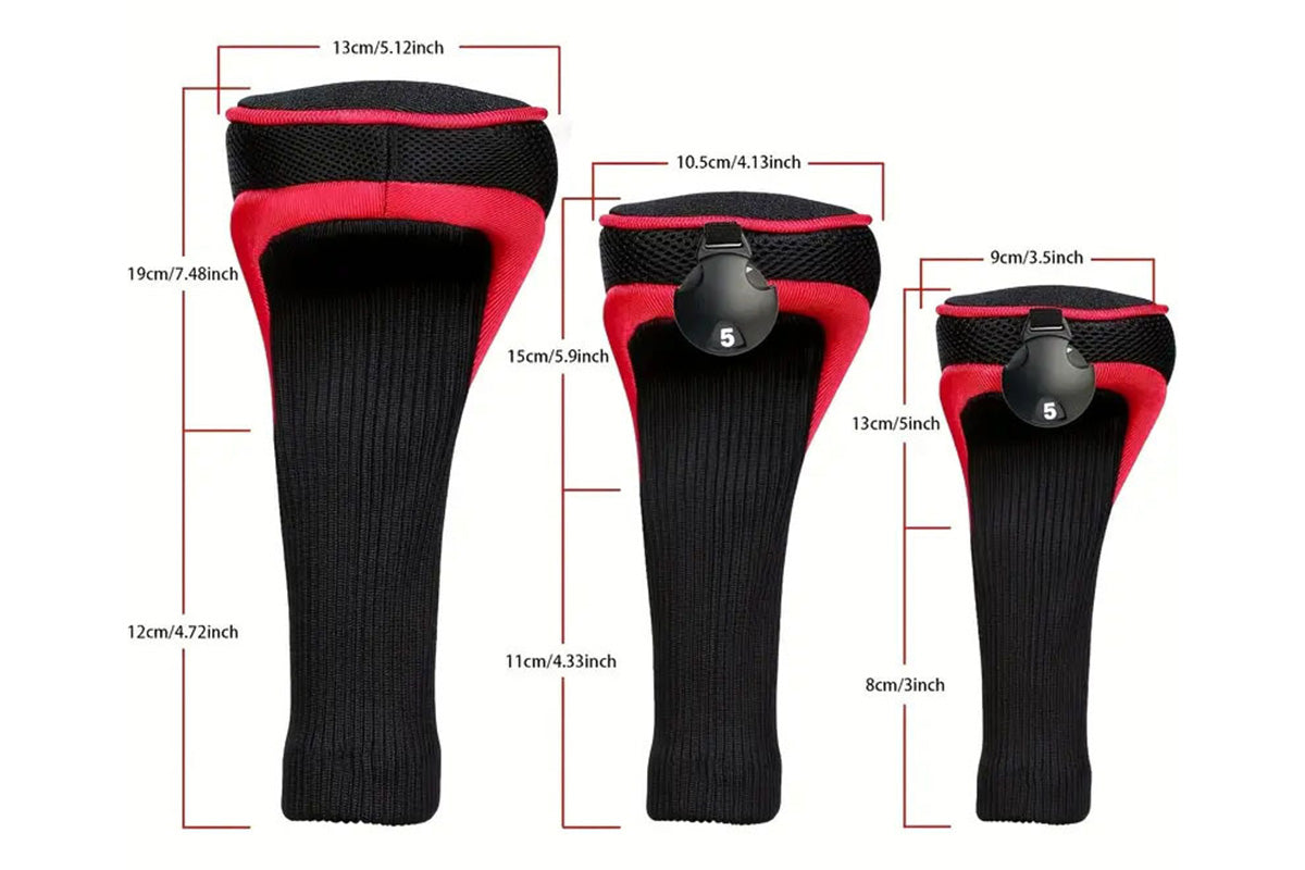 3Pcs Set Golf Club Head Cover for Woods and Driver with Interchangeable Tags 3 4 5 7 X