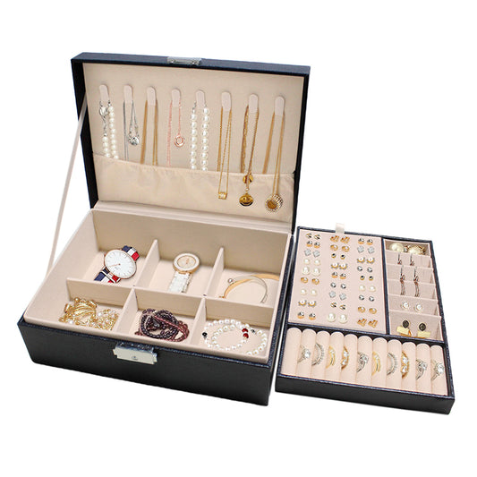 Mini Portable Double Layer Travel Jewelry Organizer Box