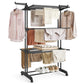 4 Tier Foldable Clothes Drying Rack with Wheels and Storage Hooks