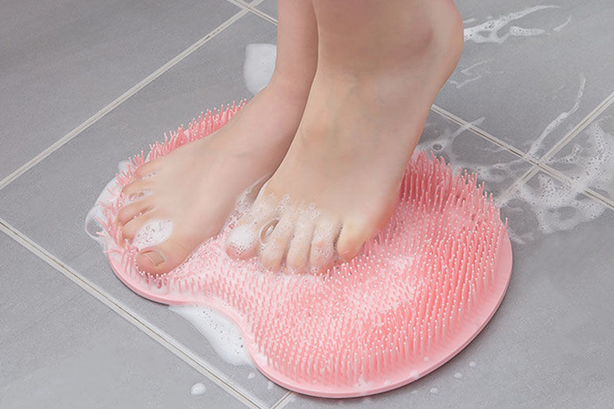 2 Pack Shower Foot Scrubber Mat Back Washer Wall Mounted 2 in 1 Foot Cleaner