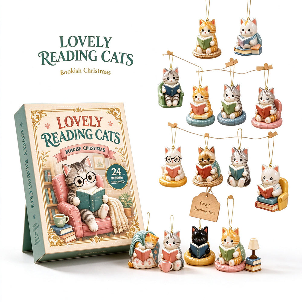 2D Acrylic Advent Calendar with 24 Cat Ornaments for Christmas Holiday Decor
