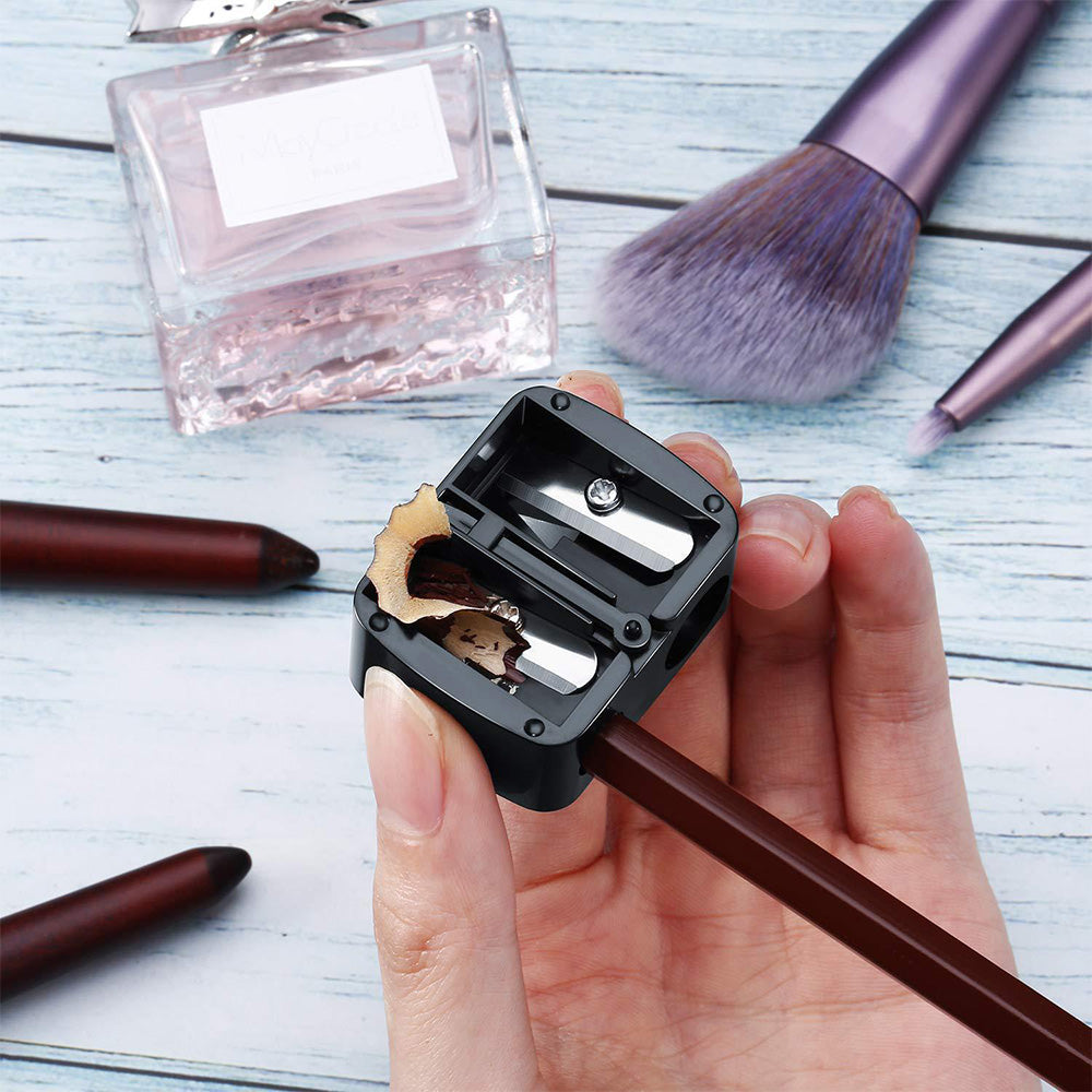 4 Pcs Dual-Hole Makeup Pencil Sharpeners with Clear Caps