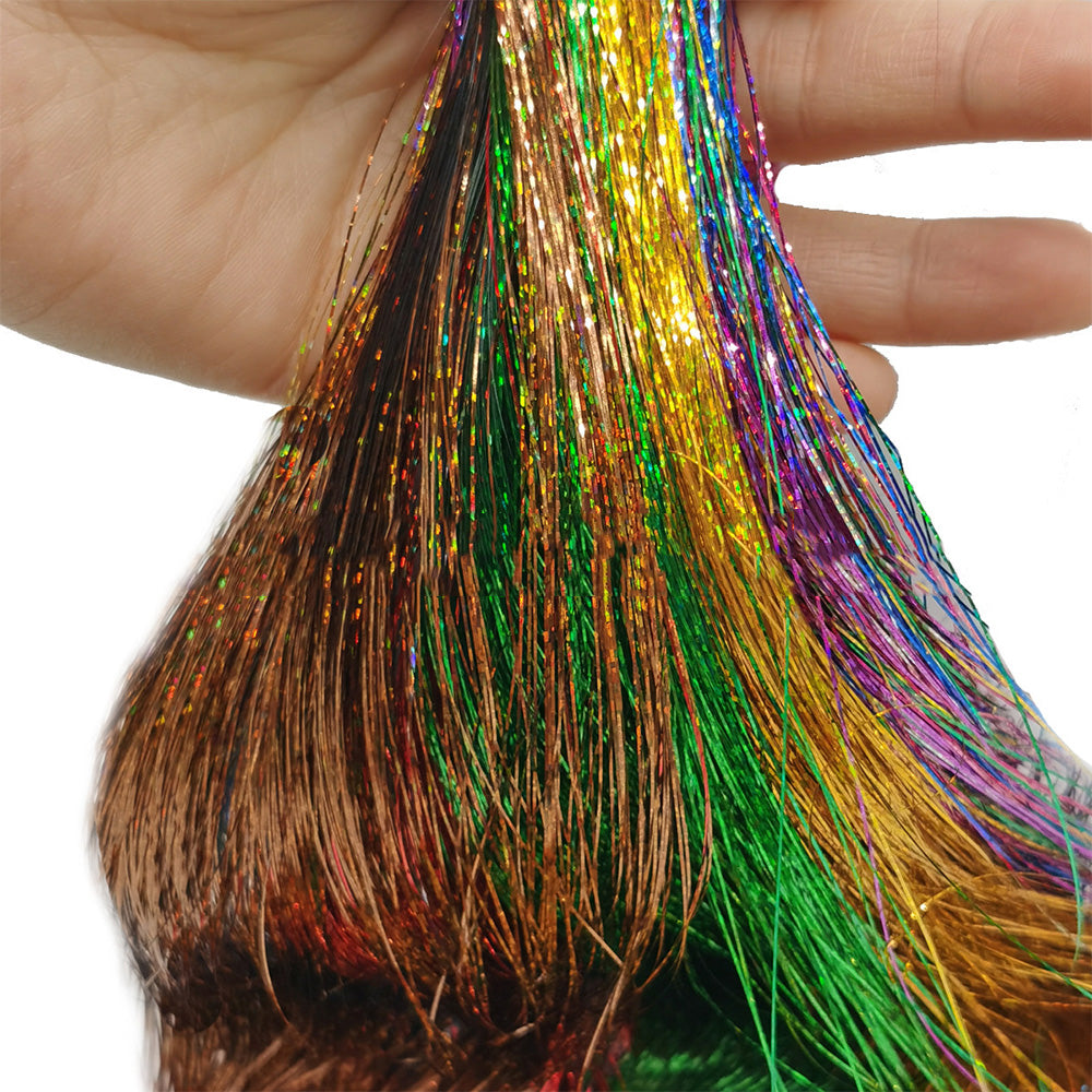120cm 18-Color Hair Tinsel Kit Heat-Resistant Colored Hair Glitter for Girls