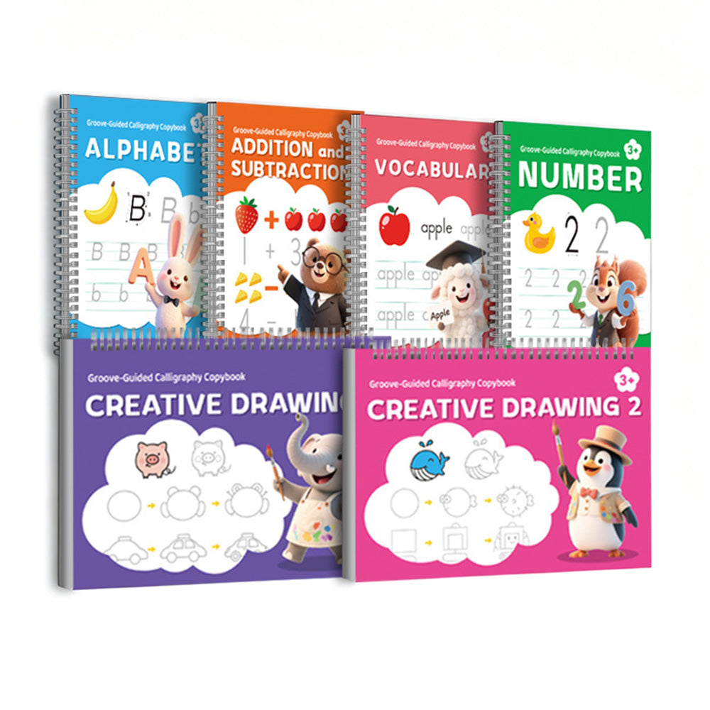 Special Grooved Handwriting Practice Books with 10 Refills Large Reusable Copybooks for Age 3 to 8