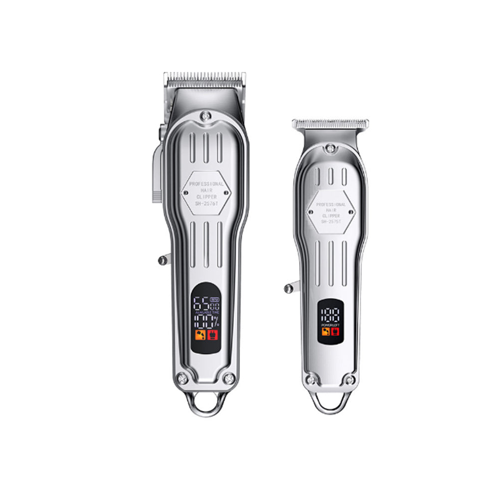 2Pcs LCD Display Cordless Hair Trimmers Set for Men