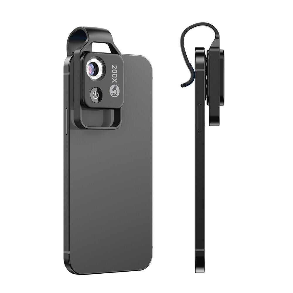 200X Phone Mini Pocket Microscope with CPL Handheld Lens and LED Light