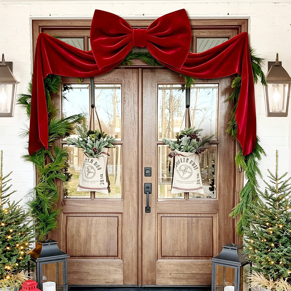 40x230cm Oversized Velvet Christmas Tree Bow with Long Streamers