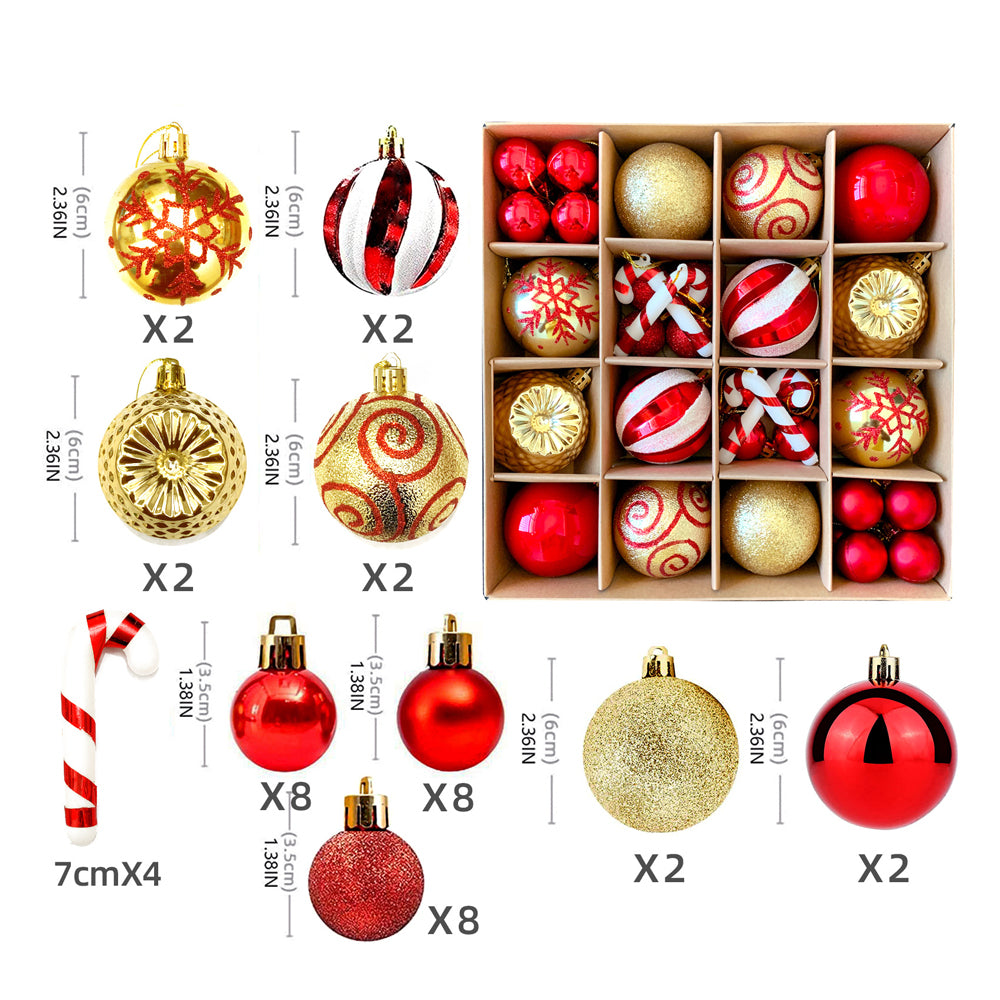 Christmas Ball Ornaments Christmas Tree Decoration-Red and Gold