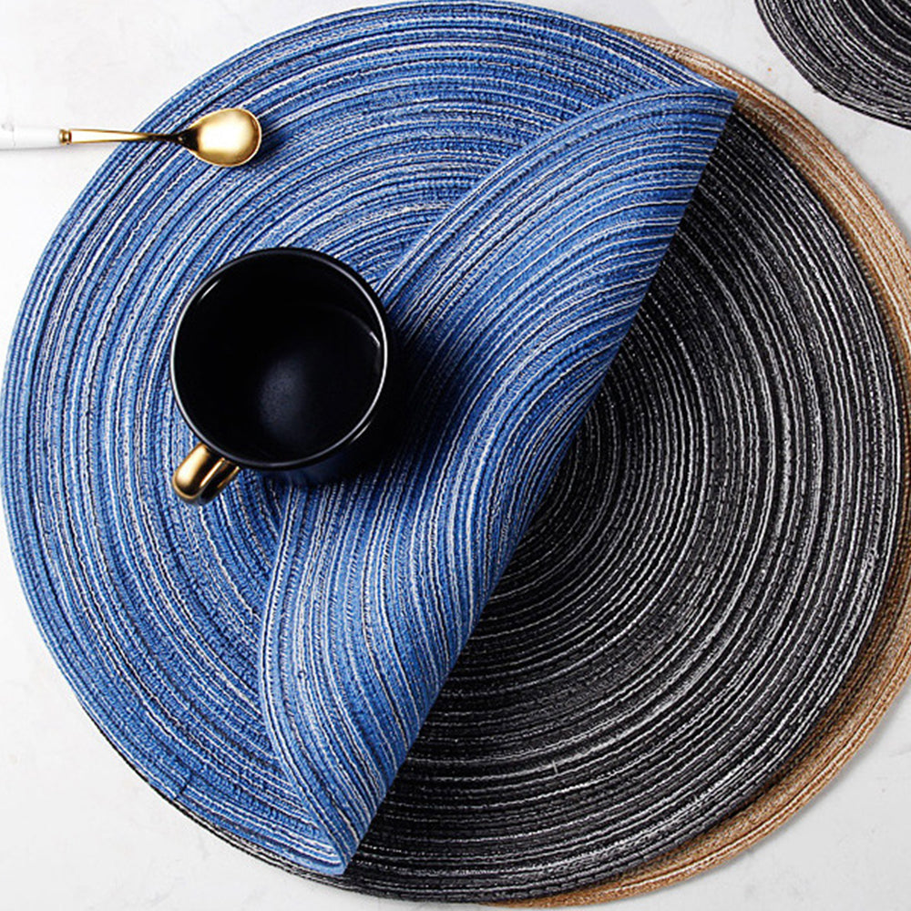 Round Braided Placemats Set of 4 Washable Place Mats for Dining Tables