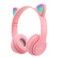 Bluetooth 5.0 Wireless Cat Ear Headset Foldable LED Kitty Headphone