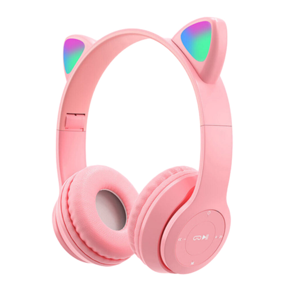 Bluetooth 5.0 Wireless Cat Ear Headset Foldable LED Kitty Headphone