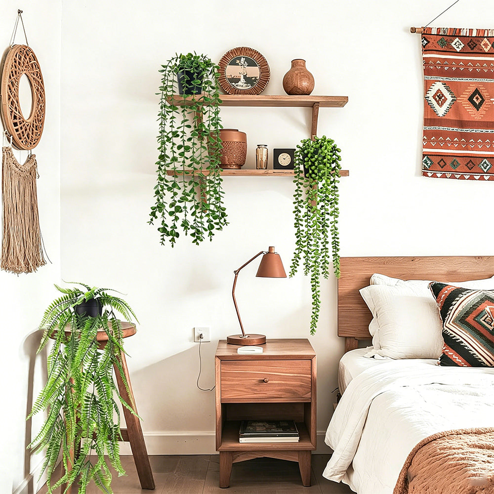 4 PCS Fake Hanging Plants with Pots Artificial Plants for Wall Room Balcony Office