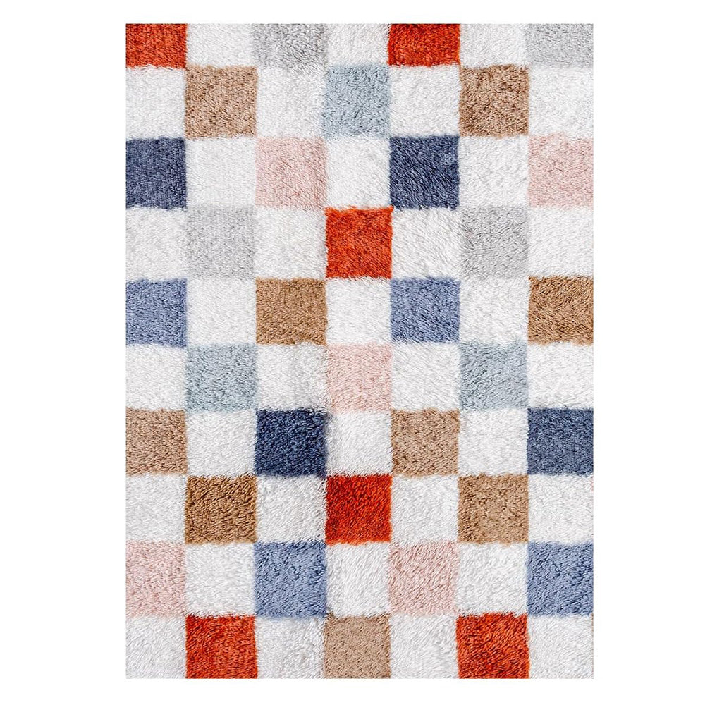Soft Plush Shaggy Rug Checkered Thickened Non Slip Carpet for Living Room Bedroom