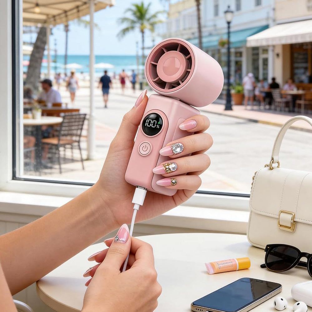 Clip On Handheld Turbo Fan with LED Display 4 Speeds and 180 Degree Tilt