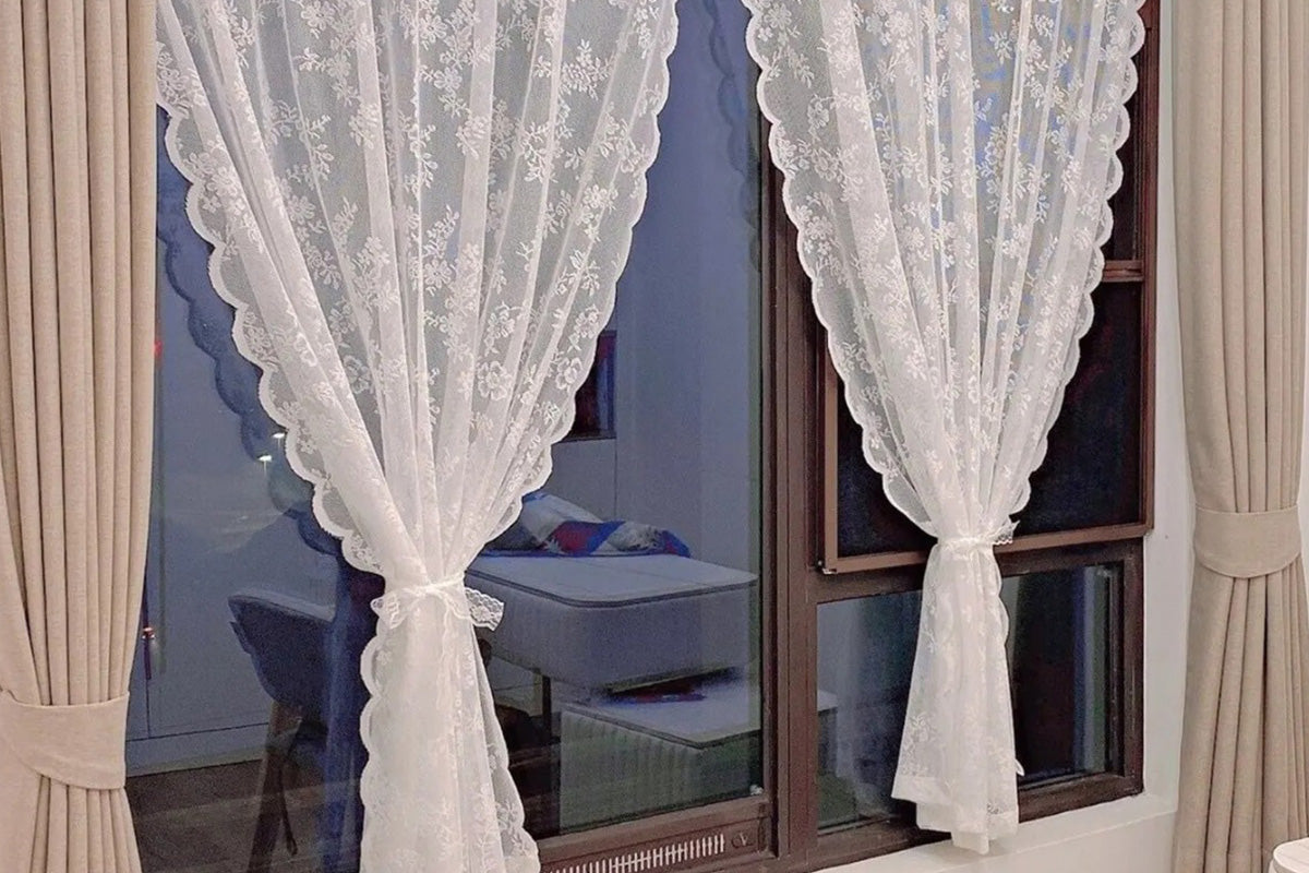 Vintage Lace Sheer Curtains Flowers And Branch Voile Curtains For Living Room Garden