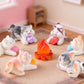 6Pcs Cute Flocked Cat Figurines Cat Playing Yarn Balls Garden Decor Set