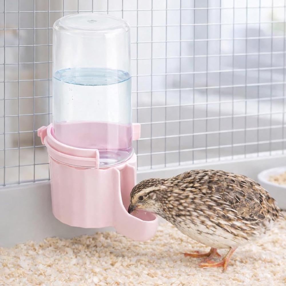 Bird Waterer Automatic Gravity Drinking Fountain for Cage with Anti Drowning Tray