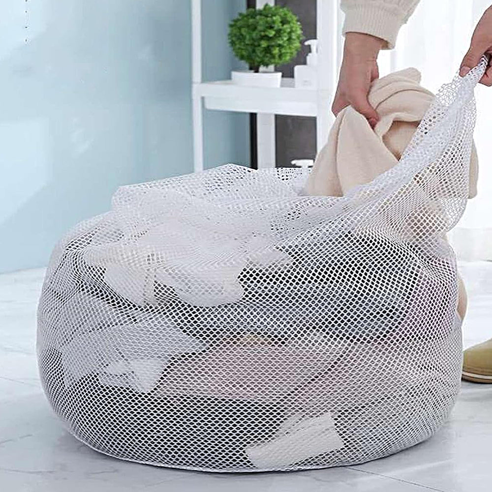 3Pcs Laundry Washing Large Mesh Net Bags Drawstring Clothes Cleaning